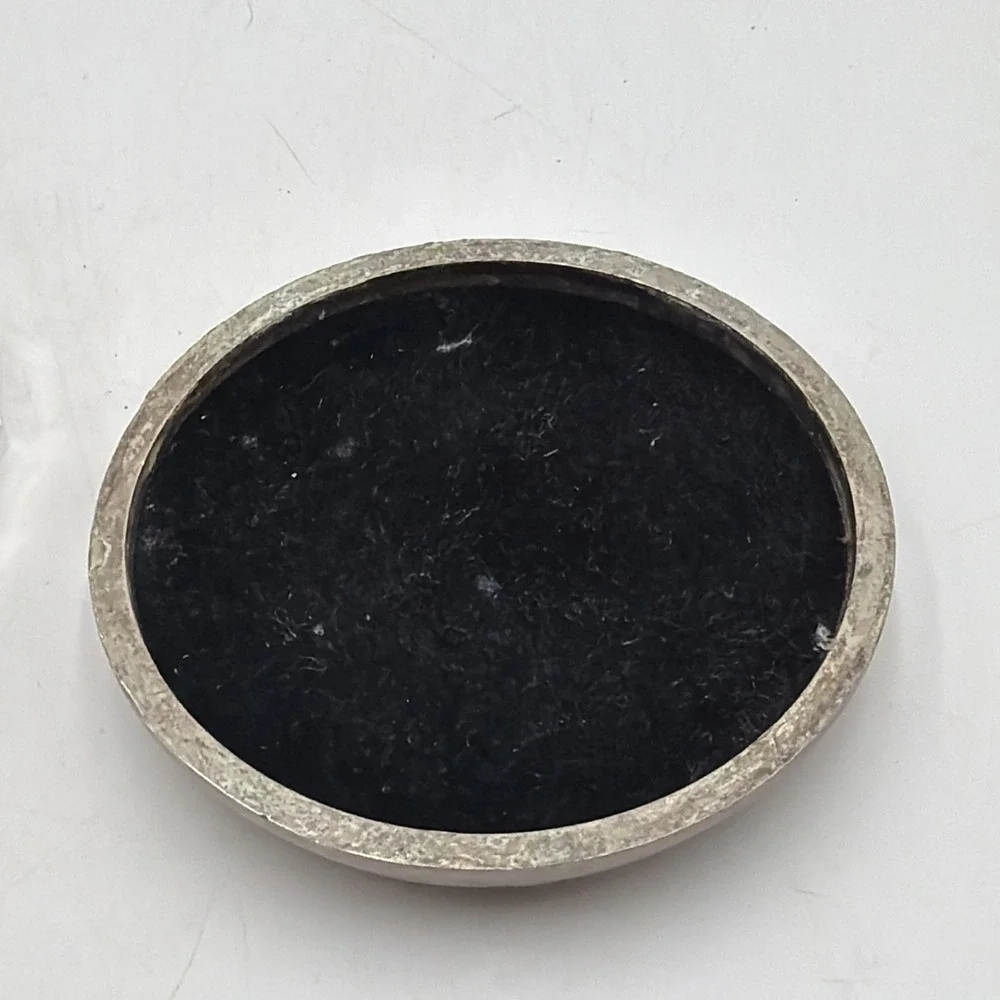 Vintage Vanity Powder Dresser Jar Round Glass Silver Plated Jewelry Trinket Box